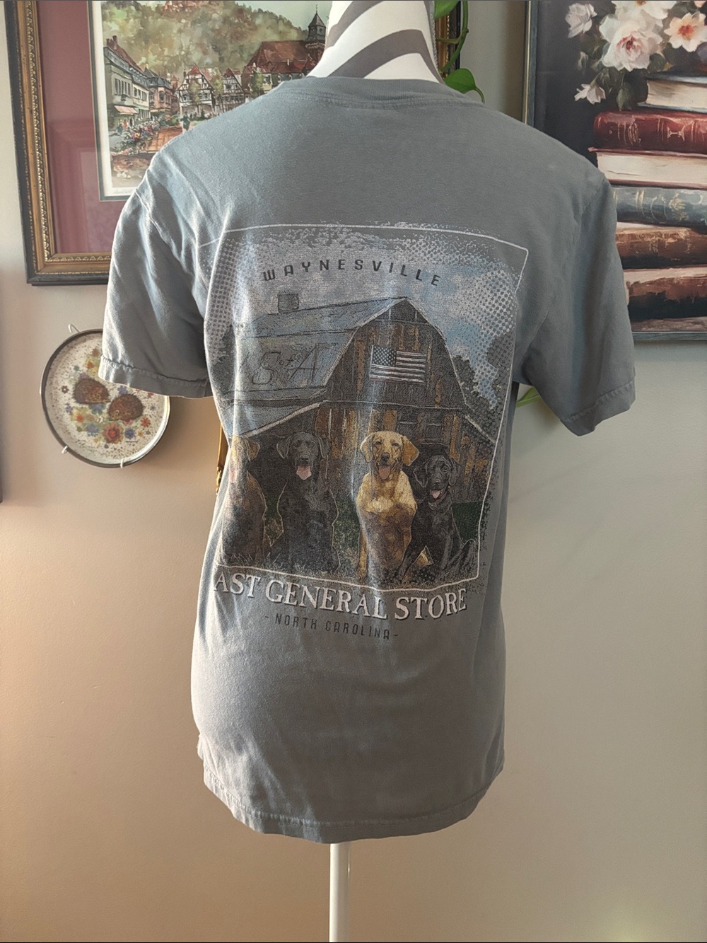 Comfort Colors Gray Graphic Short Sleeve Tee with Barn & Dogs